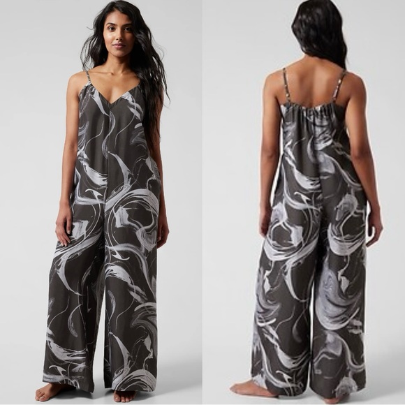 Athleta • Calm Cool Wide Leg Marble Abstract Jumpsuit Size Small - Picture 2 of 10